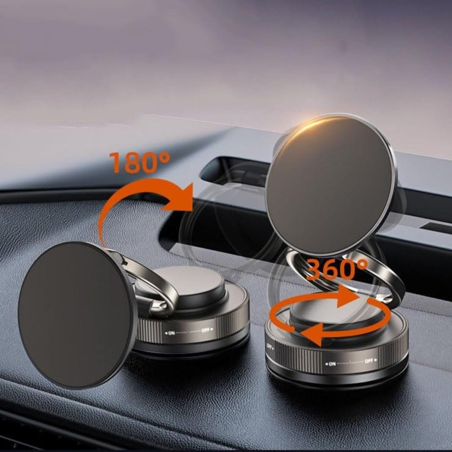Vacuum Magnetic Car Phone Holder – 360° Adjustable Strong Suction Mobile Stand