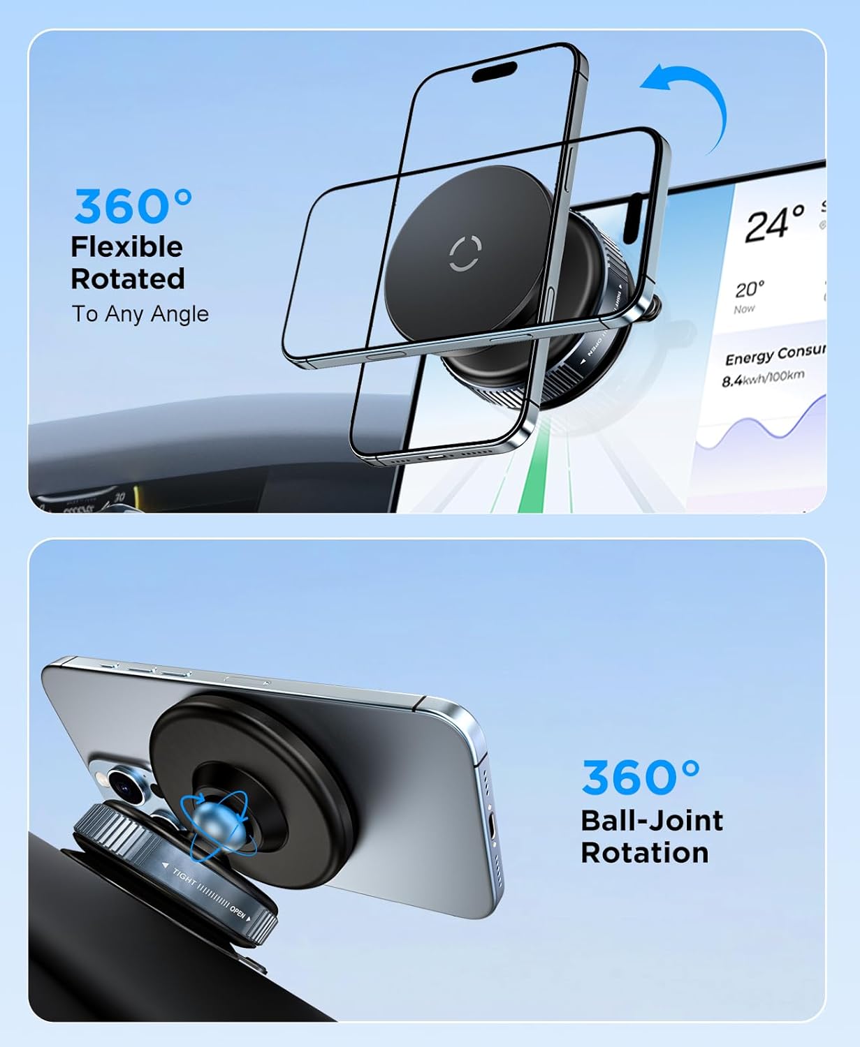 Ultra Strong Magnetic Car Phone Holder – 360° Adjustable Dashboard Mount
