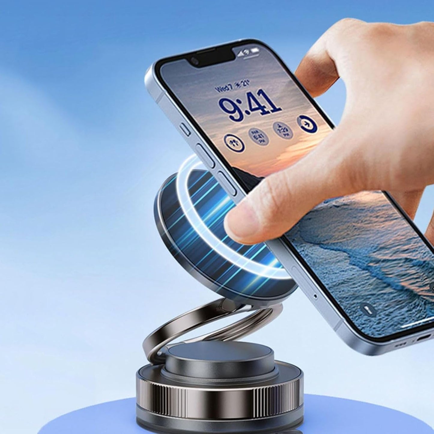 Vacuum Magnetic Car Phone Holder – 360° Adjustable Strong Suction Mobile Stand