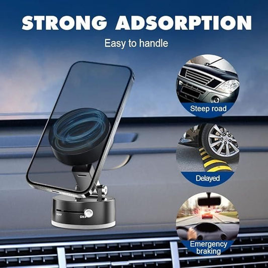Vacuum Magnetic Mobile Holder for Car Dashboard | Strong Suction Phone Mount