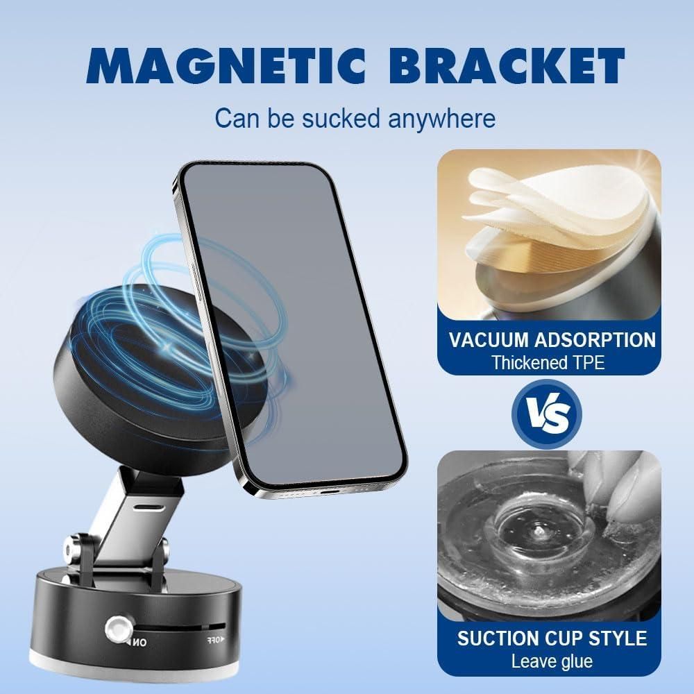 Vacuum Magnetic Mobile Holder for Car Dashboard | Strong Suction Phone Mount