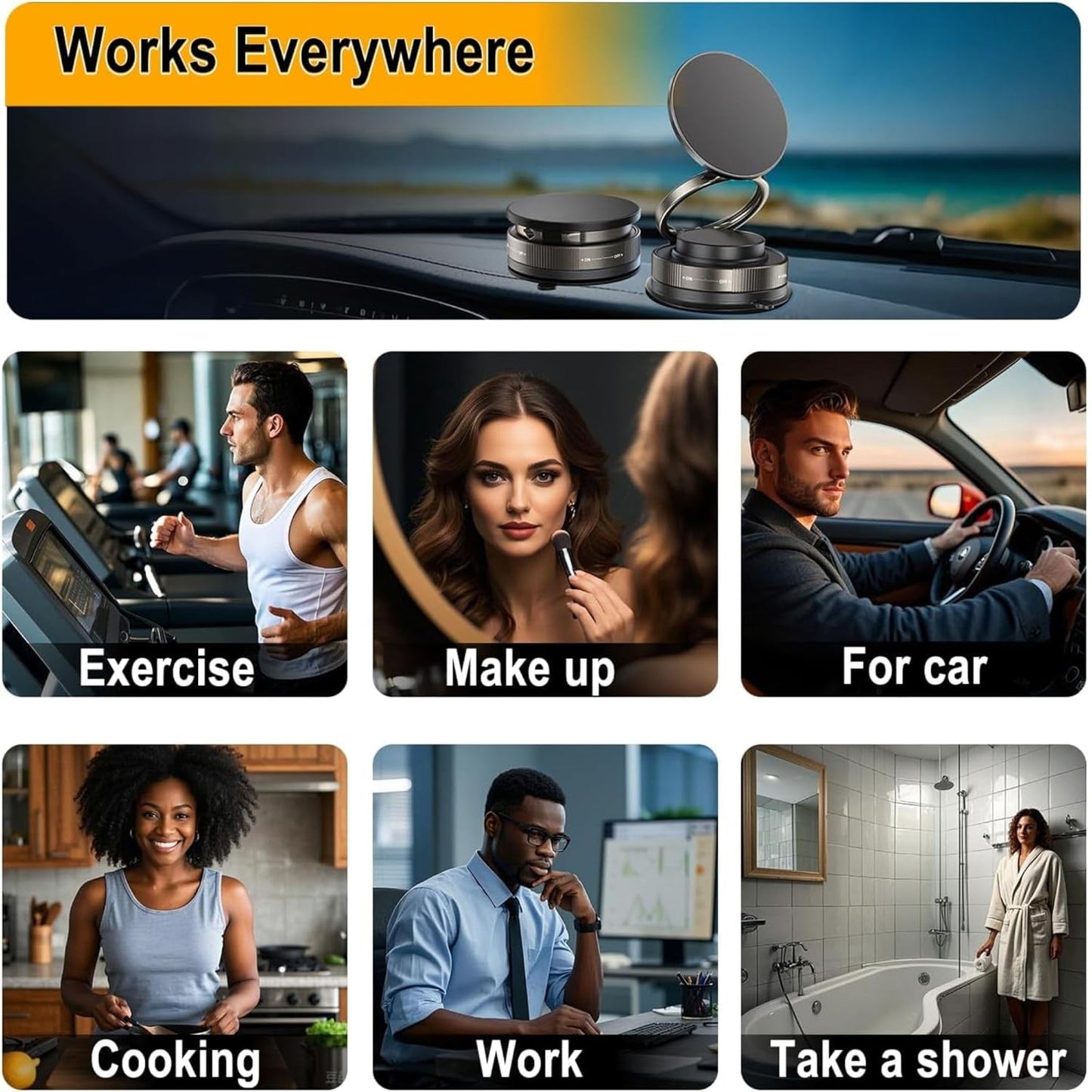Vacuum Magnetic Car Phone Holder – 360° Adjustable Strong Suction Mobile Stand