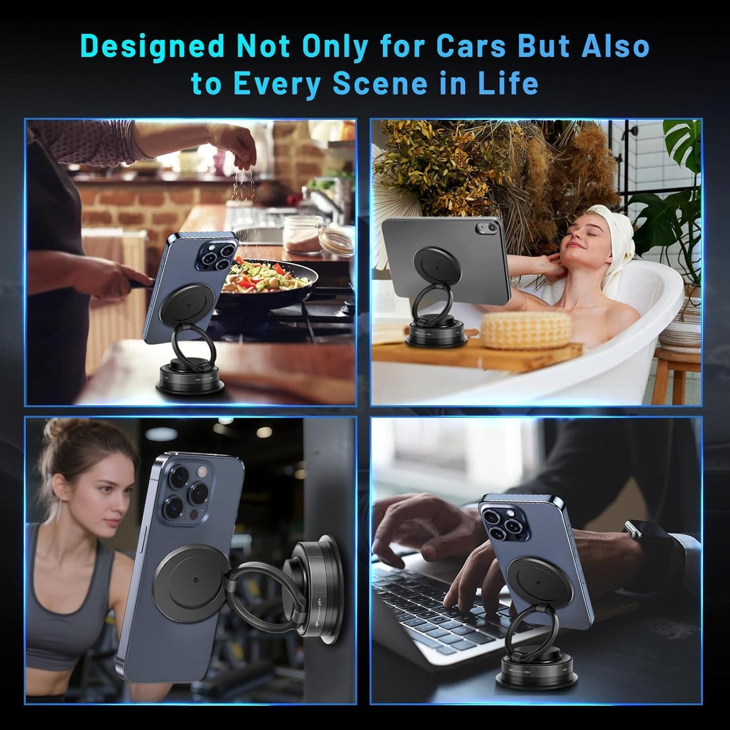 Vacuum Magnetic Car Phone Holder – 360° Adjustable Strong Suction Mobile Stand