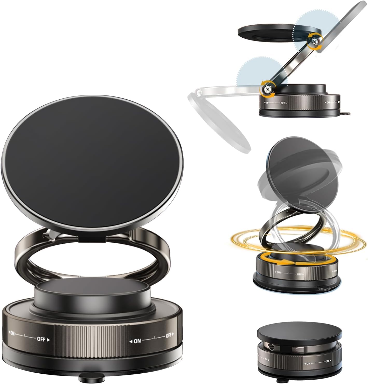 Vacuum Magnetic Car Phone Holder – 360° Adjustable Strong Suction Mobile Stand